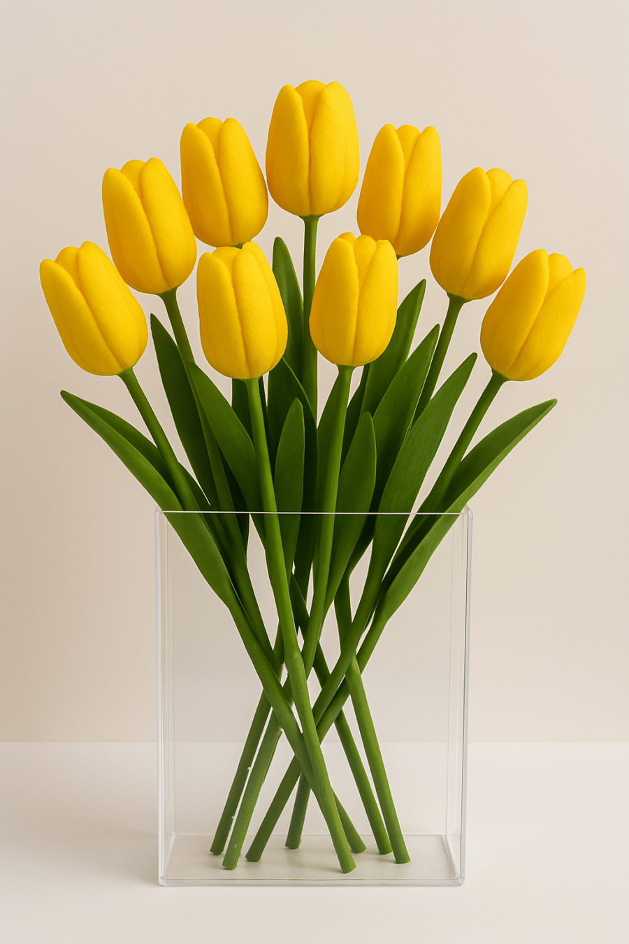 Yellow Faux Tulips for Vases -10pcs